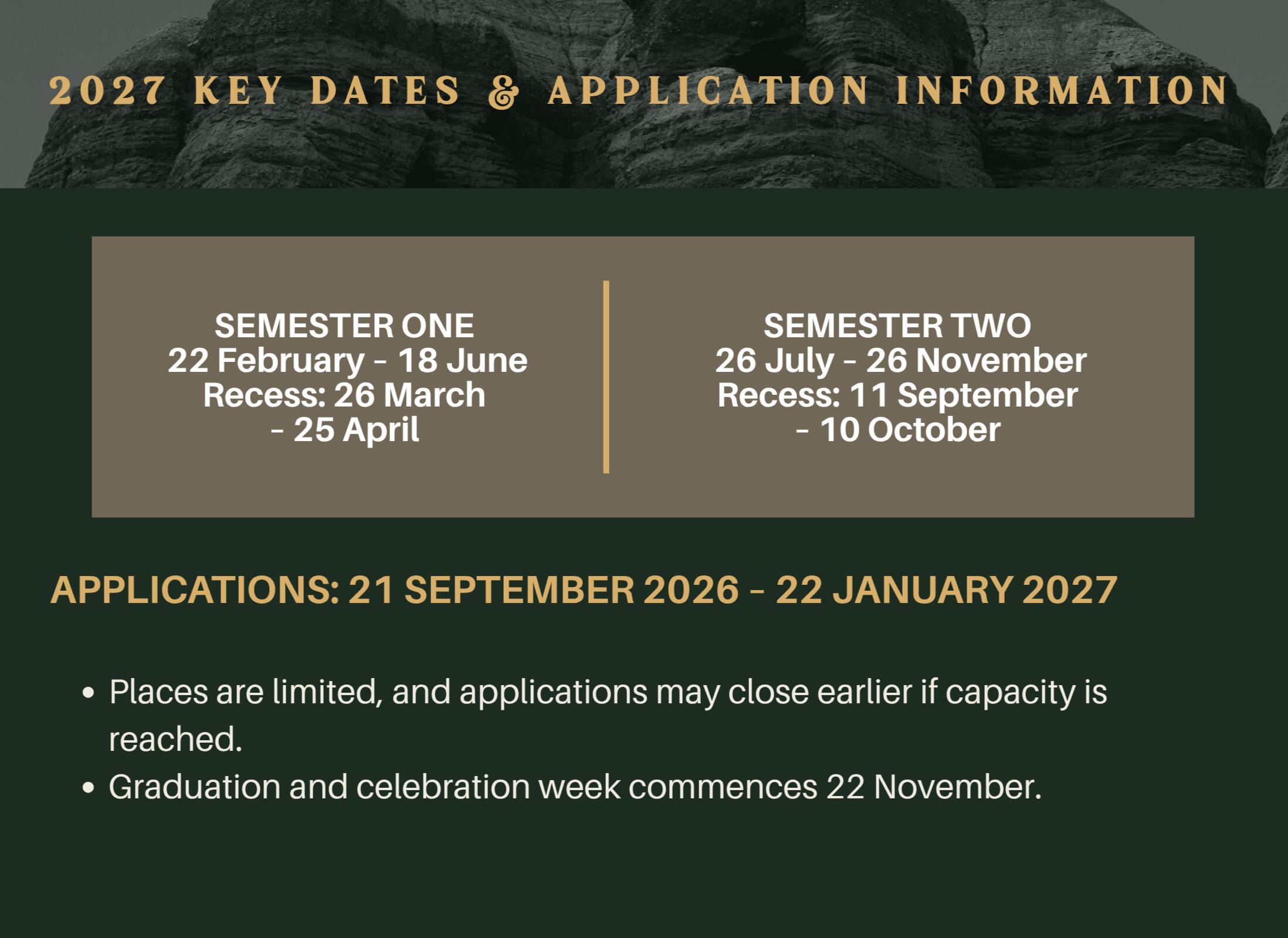 2027 Key Dates